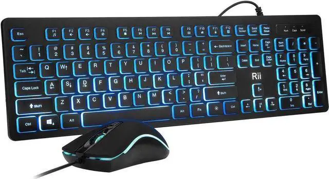 Main image of R-i-i RGB Backlit Business Keyboard,Gaming Keyboard and Mouse Combo,USB Wired Keyboard,RGB Optical Mouse for Gaming,Business Office