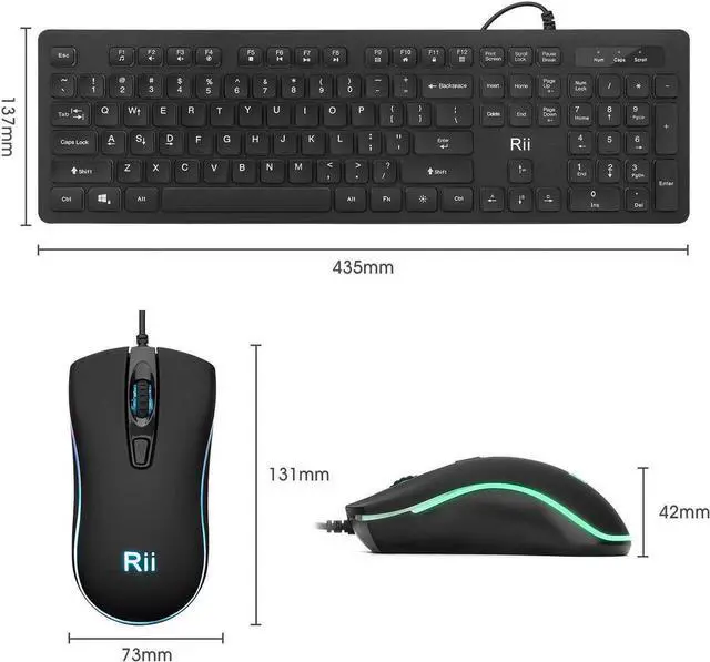 Alt view image 2 of 4 - R-i-i RGB Backlit Business Keyboard,Gaming Keyboard and Mouse Combo,USB Wired Keyboard,RGB Optical Mouse for Gaming,Business Office