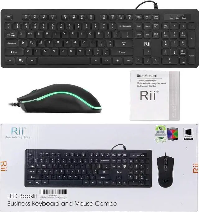 Alt view image 3 of 4 - R-i-i RGB Backlit Business Keyboard,Gaming Keyboard and Mouse Combo,USB Wired Keyboard,RGB Optical Mouse for Gaming,Business Office