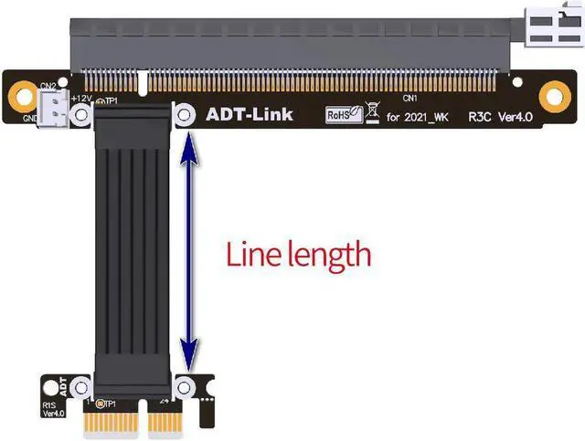 Alt view image 5 of 6 - ADT-Link RTX3090 Graphics Card Extension Cable PCIe 4.0 x16 To x1 Riser Card A/N Cards Gen4 PCI-E4 Riser Cable For BTC Miner 35cm