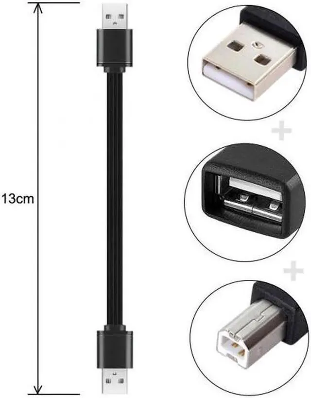 Alt view image 3 of 6 - Aomoproing 3pcs/lot 13cm USB 2.0 Type-A to Type-B Type-A Female Extension Male Data Flat Slim Cable for Printer DiskPhone