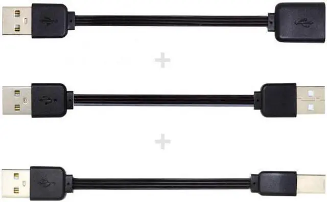 Alt view image 6 of 6 - Aomoproing 3pcs/lot 13cm USB 2.0 Type-A to Type-B Type-A Female Extension Male Data Flat Slim Cable for Printer DiskPhone