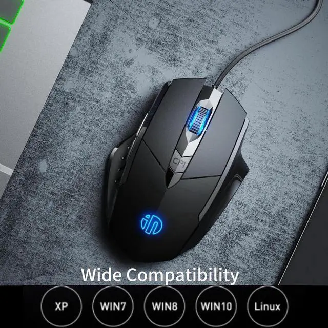 Alt view image 3 of 7 - USB Wired Mouse, Ergonomic Design, up to 3200 DPI Adjustable and 6 Buttons, Optimised USB Wired Optical Mouse, Gaming Mouse for PC Laptop Computer for Working and Gaming (Black)
