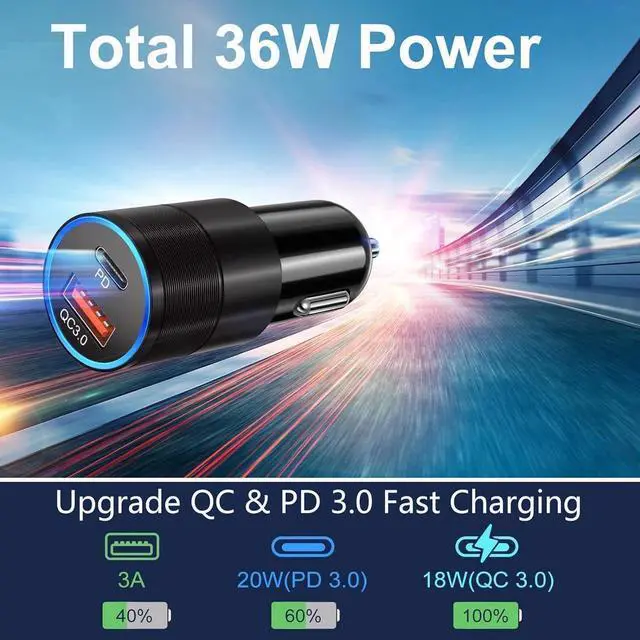 Alt view image 2 of 7 - USB C Car Charger 2 Pack, Bangfun 36W Cigarette Lighter Adapter USB Car Charger Fast Charging Dual Port [PD+QC 3.0] 12V Car Phone Chargers for iPhone 15 14 13 12 11 Pro Max, Samsung S23 S22 A53 A14