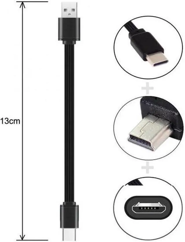 Alt view image 7 of 7 - Aomoproing 3pcs/lot 13cm USB 2.0 Type-A to Mini Micro USB Type-C Male Data Flat Slim FPC Cable for FPVDiskPhone