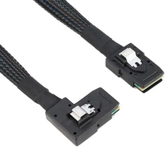 Alt view image 2 of 5 - Aomoproing Ultra Slim Flat Right Angled 90 Degree Mini SAS 36pin SFF-8087 to 8087 Data Raid Cable 80cm