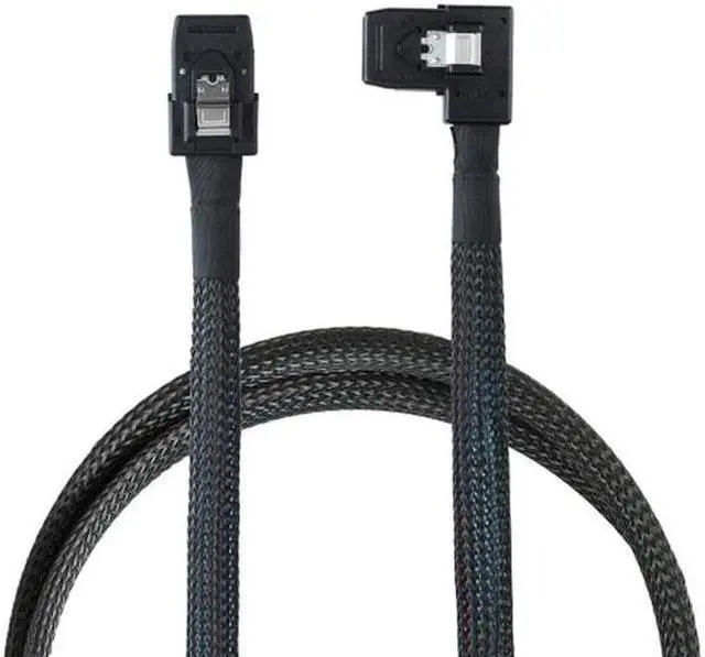Alt view image 3 of 5 - Aomoproing Ultra Slim Flat Right Angled 90 Degree Mini SAS 36pin SFF-8087 to 8087 Data Raid Cable 80cm