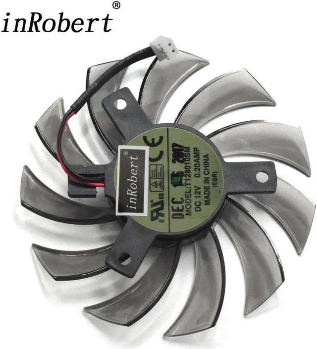 Main image of 75mm Everflow T128010SM 2Pin 2 Wire DC 12V 0.20A Cooler Fan Replace Gigabyte Radeon R9 270X 280X Graphics Video Card Fans