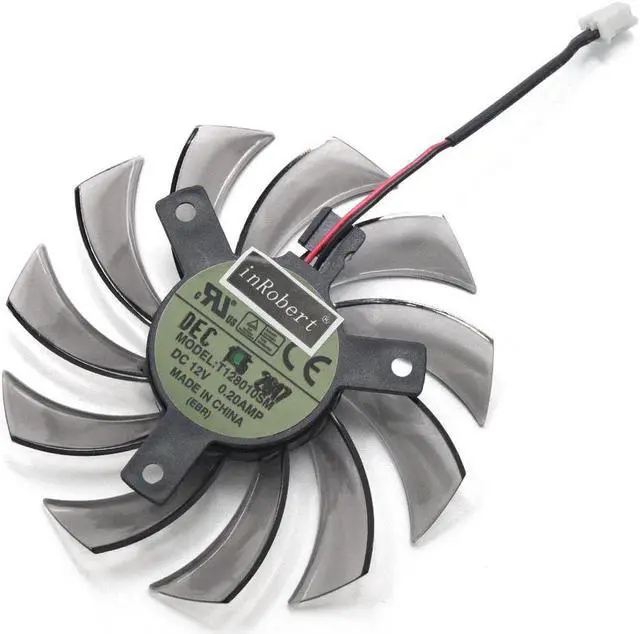 Alt view image 6 of 6 - 75mm Everflow T128010SM 2Pin 2 Wire DC 12V 0.20A Cooler Fan Replace Gigabyte Radeon R9 270X 280X Graphics Video Card Fans