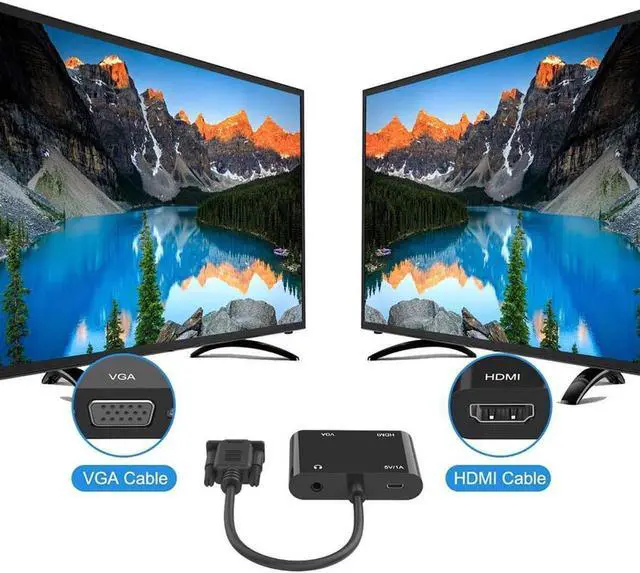 Alt view image 3 of 7 - VGA to HDMI VGA Adapter, VGA Splitter 1 VGA in HDMI VGA 2 Out (VGA HDMI Interface Display at The Same time), VGA to HDMI VGA Adapter for Computer, Desktop, Laptop, PC, Monitor, Projector
