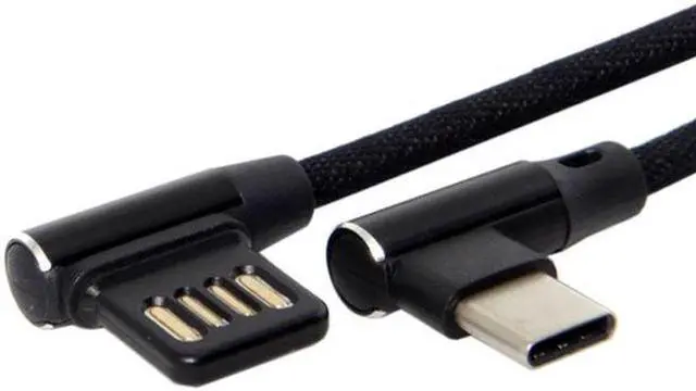 Alt view image 5 of 5 - Aomoproing USB-C 3.1 Type-C to Left Right Angled 90 Degree USB 2.0 Data Cable with Sleeve for TabletPhone 15cm