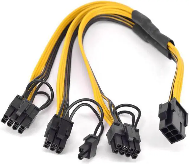 Alt view image 2 of 5 - PCIe GPU 6pin 1 to 3 port 6+2Pin Female to Male Extension Cable PCI express Graphics card 6Pin to 8pin power supply cord for BTC