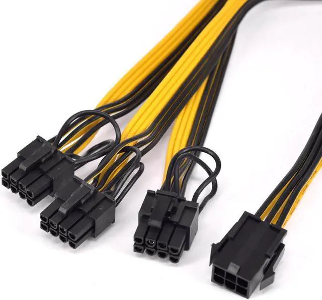 Alt view image 4 of 5 - PCIe GPU 6pin 1 to 3 port 6+2Pin Female to Male Extension Cable PCI express Graphics card 6Pin to 8pin power supply cord for BTC