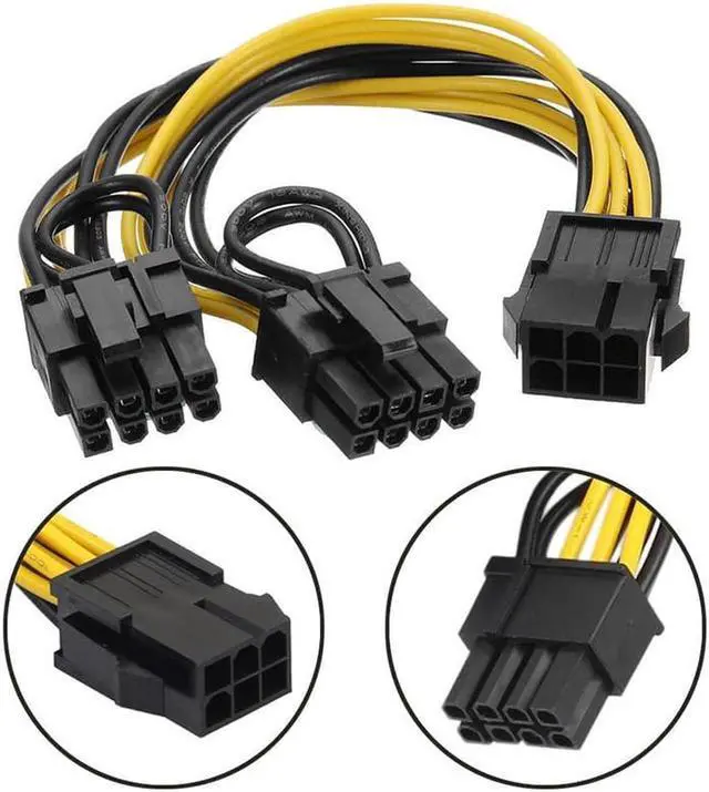 Alt view image 5 of 6 - 10pcs/lot PCI-E 6-pin to Dual 6+2-pin (6-pin/8-pin) Power Splitter Cable Graphics Card PCIE PCI Express 6Pin to Dual 8Pin Power