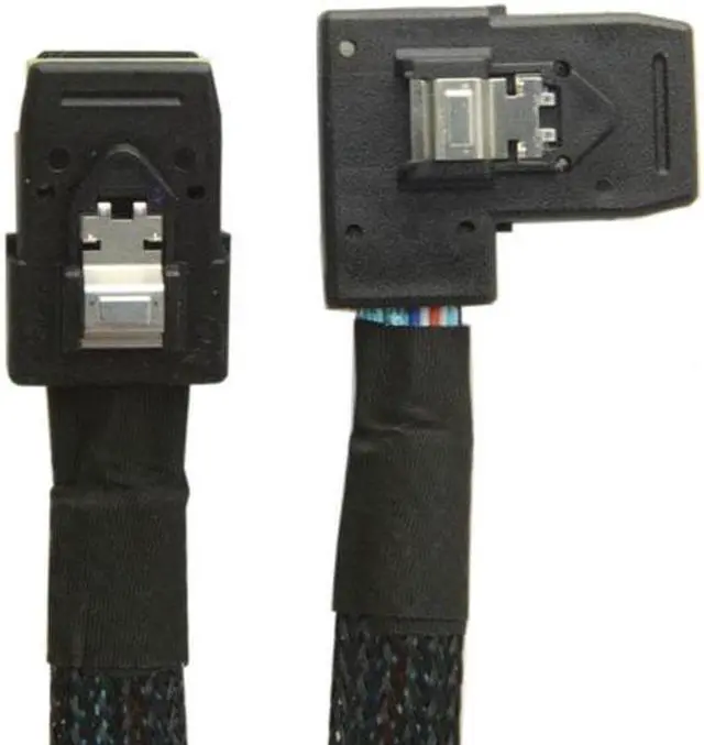 Alt view image 7 of 7 - Aomoproing Ultra Slim Flat Left Angled 90 Degree Mini SAS 36pin SFF-8087 to 8087 Data Raid Cable 80cm