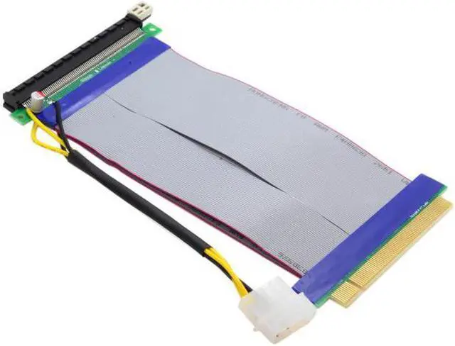 Alt view image 4 of 7 - Aomoproing PCI-E Express 16X to 16x Riser Extender Card with Molex IDE PowerRibbon Cable 20cm