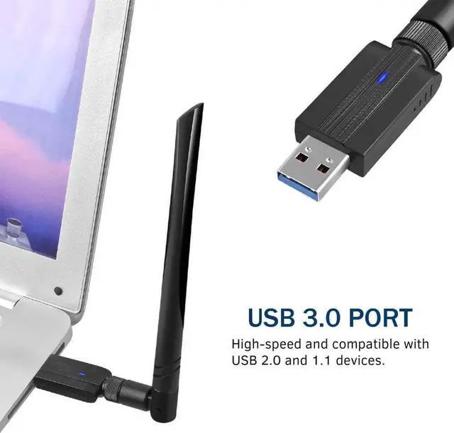 Alt view image 6 of 7 - USB Wifi Adapter 1200Mbps USB 3.0 Wireless Network Dual Band 5.8G/2.4G adapter with 5dBi Antenna for Mac PC Desktop Laptop, Compatible with Windows XP/Vista/7/8/10 Linx2.6X Mac OS X