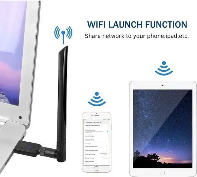 Alt view image 5 of 7 - USB Wifi Adapter 1200Mbps USB 3.0 Wireless Network Dual Band 5.8G/2.4G adapter with 5dBi Antenna for Mac PC Desktop Laptop, Compatible with Windows XP/Vista/7/8/10 Linx2.6X Mac OS X