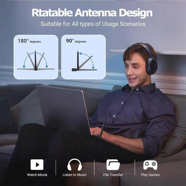 Alt view image 2 of 7 - Bluetooth 5.4 Adapter for PC, 150M Long Range USB Bluetooth Dongle BT 5.4 EDR USB Adapter for PC Wireless Mouse Keyboard Audio Receiver Transmitter, Compatible with Windows 11/10/8.1