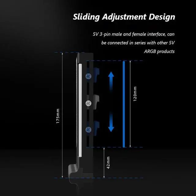 Alt view image 5 of 6 - COOLMOON 5V 3Pin ARGB VGA Bracket 12pcs LED Vertical GPU Support RGB Computer Graphics Video Card Stand Holder PC Accessories