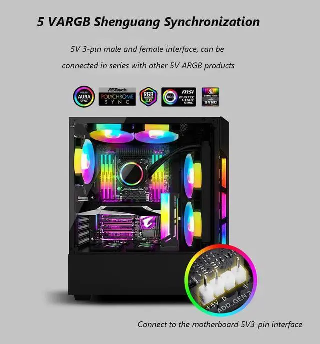 Alt view image 6 of 6 - COOLMOON 5V 3Pin ARGB VGA Bracket 12pcs LED Vertical GPU Support RGB Computer Graphics Video Card Stand Holder PC Accessories