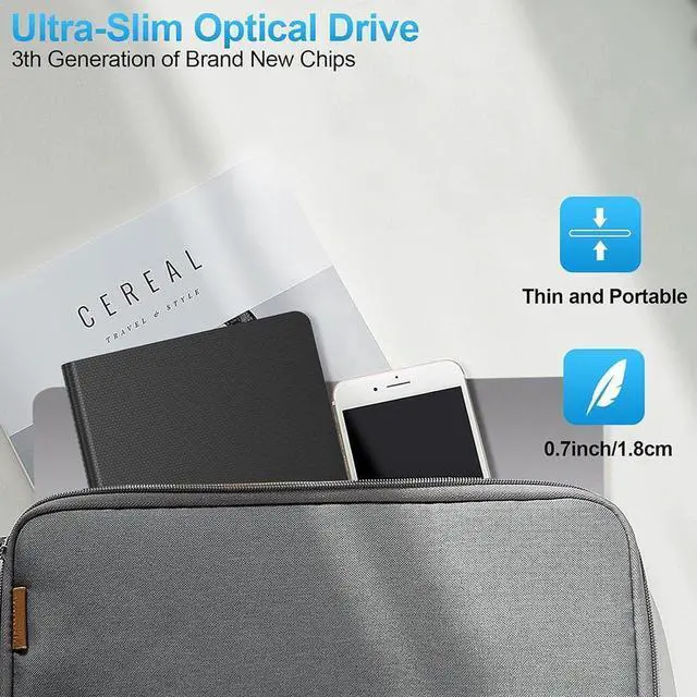 Alt view image 2 of 7 - External CD DVD Drive [7-in-1], USB 3.0 & Type-C DVD/CD +/-RW ROM Drive Reader, CD DVD Burner Rewriter with SD/TF & 4 USB Ports, Slim Optical Disc Drive DVD Player for Laptop PC/Winodws/Linux/MacOS