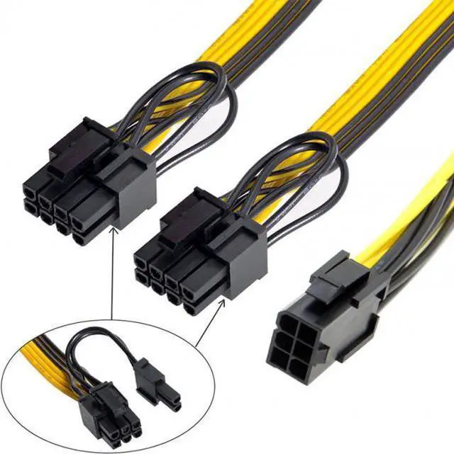 Alt view image 2 of 7 - Aomoproing PCI-E PCI Express ATX 6Pin Male to Dual 8Pin6Pin Female Video Card Extension Splitter Power Cable
