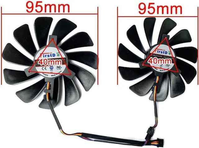 Alt view image 5 of 6 - Original NEW 95MM 2PCS FDC10U12S9-C 4PIN GPU Cooler Graphics RX5500 XT Fan XFX Radeon RX 5600 5700 XT RAW II Graphic Cards Fans