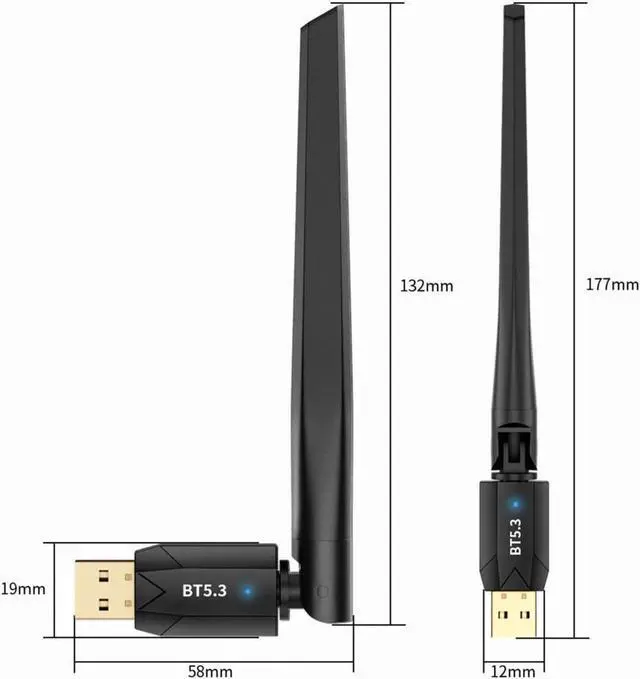 Alt view image 6 of 7 - USB Bluetooth Adapter for PC, USB Bluetooth 5.3 Dongle, Long Range 492FT / 150M Bluetooth Stick Receiver & Transmitter, Plug and Play for Windows 11/10/8.1, for Bluetooth Keyboard Mouse