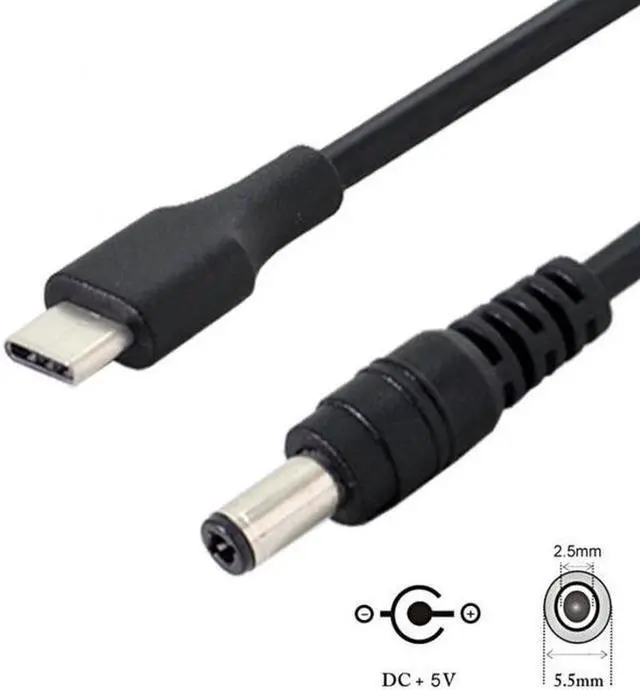 Alt view image 7 of 7 - Aomoproing USB 3.1 Type C USB-C to 5V DC 5.5 2.5mm Power Plug Extension Charge Cable for Cell Phone 25cm