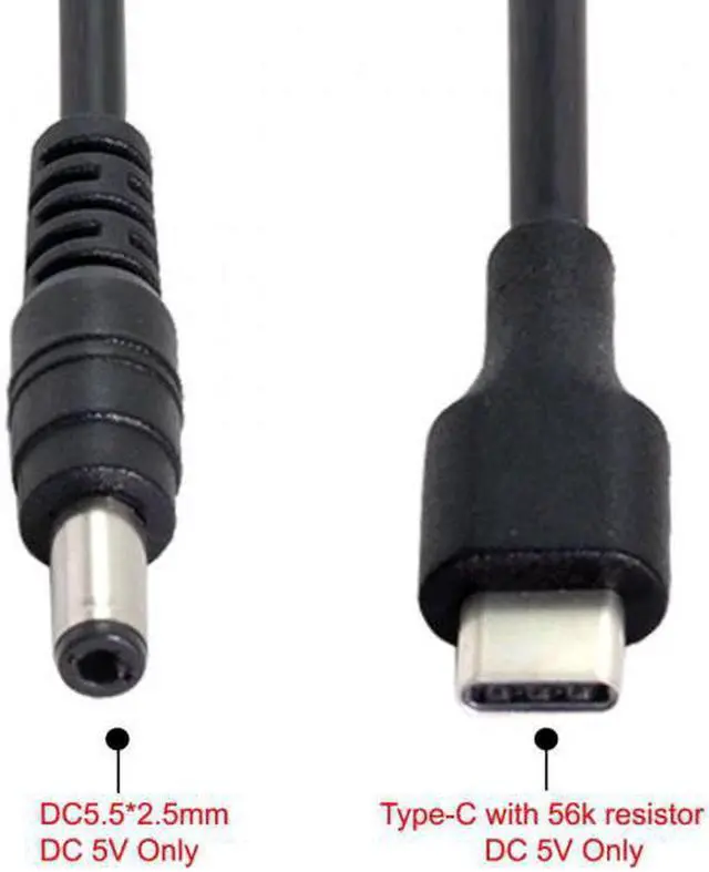 Alt view image 5 of 7 - Aomoproing USB 3.1 Type C USB-C to 5V DC 5.5 2.5mm Power Plug Extension Charge Cable for Cell Phone 25cm