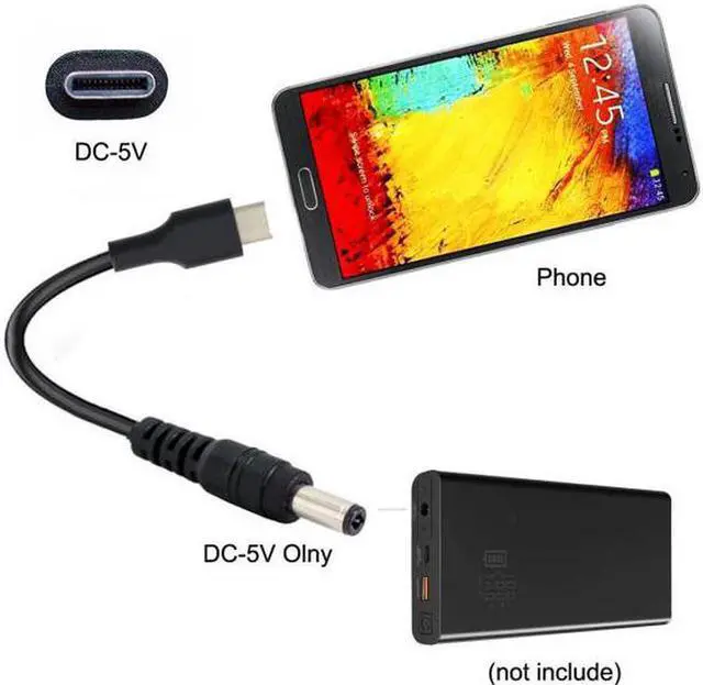 Alt view image 3 of 7 - Aomoproing USB 3.1 Type C USB-C to 5V DC 5.5 2.5mm Power Plug Extension Charge Cable for Cell Phone 25cm