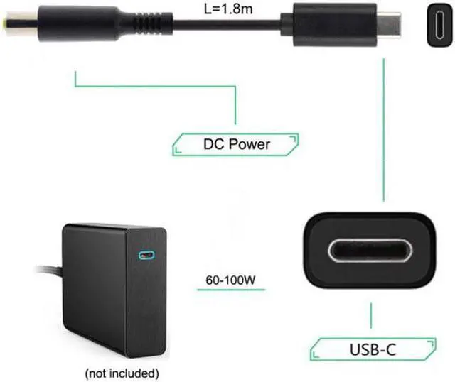 Alt view image 4 of 7 - Aomoproing Type C USB-C Input to DC 5.5*2.5mm Power PD Charge Cable for Laptop Notebook