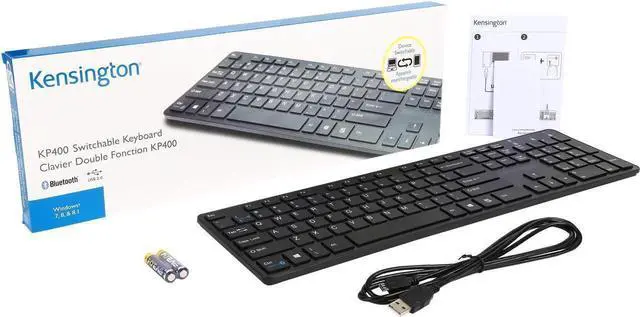 Alt view image 3 of 5 - Kensing-ton KP400 K72322US Black Micro USB Wired / Wireless Standard Switchable Keyboard