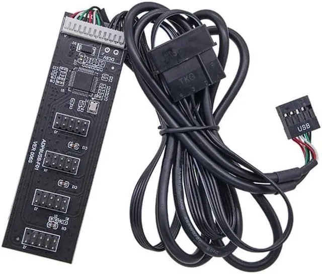 Alt view image 2 of 7 - Aomoproing USB 2.0 9pin 10pin Header 1 to 4 Female Splitter Extension Cable HUB with IDE 5V Power Connector Adapter Port Multilier