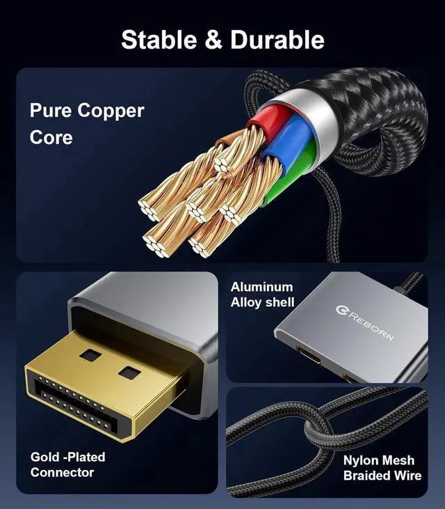 Alt view image 7 of 7 - DisplayPort to Dual HDMI Adapter 4K@60Hz Display Port to HDMI 1 in 2 Out Splitter for Dual Monitor Extended Display DP Source to 2 HDMI Adapter with PC Graphics Card HP and More