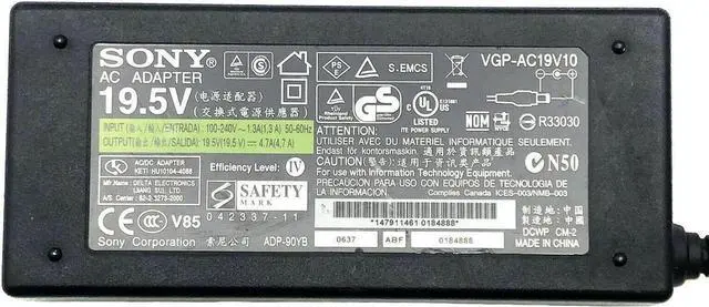 Alt view image 3 of 5 - Genuine So-ny VGP-AC19V10 AC Adapter ADP-90YB Charger Laptop w/PC