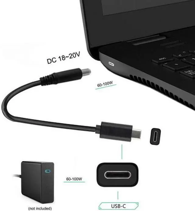 Alt view image 6 of 6 - Aomoproing  Type C USB-C Input to DC 7.4*5.0mm Power PD Charge Cable for Laptop 18-20V