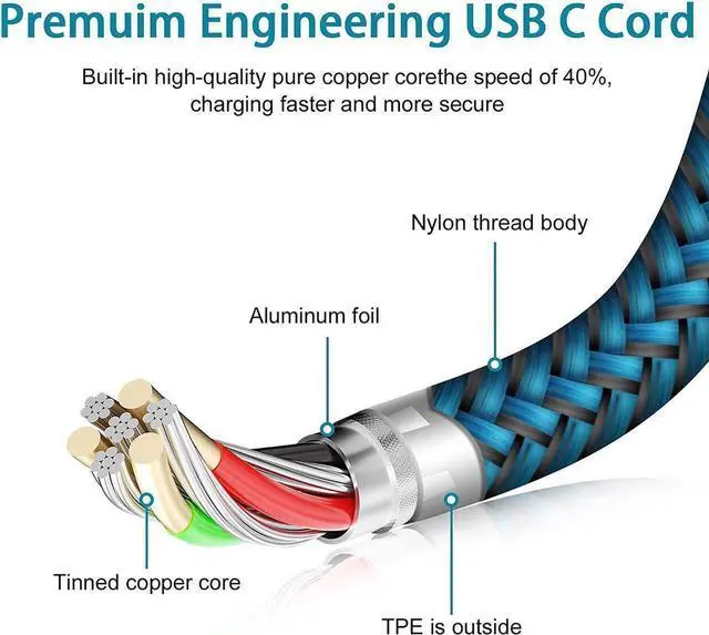 Alt view image 4 of 6 - C Charger Cord Fast Charging USB Type C Cable Android Charger Cables 6FT 2Pack for Samsung Galaxy S24 S23 S22 S21 S20 Ultra S20+ Note 20 10 S10 S9 Plus A12 A11 A52 OnePlus Google Pixel 6 5 4 4a 3a XL