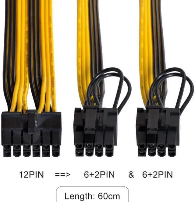 Alt view image 6 of 7 - Aomoproing 12Pin to ATX Dual 8Pin6Pin Splitter GPU Graphics Card Modular Power Supply Cable for 3080 3090 AX850 AX750 AX650