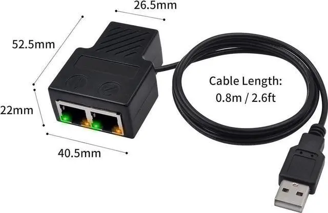 Alt view image 6 of 6 - Ethernet Splitter, 100Mbps Ethernet Splitter 1 to 2[2 Devices Simultaneously Networking], LAN Splitter Adapter with USB Power Cable, Internet Splitter for Cat5/5e/6/7/8 Cable