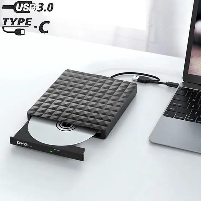Main image of External CD DVD Drive, Portable High-Speed USB-C & USB 3.0 CD/DVD ROM DVD Burner/DVD Reader Writer Optical Drive for PC Desktops, Compatible with Windows/Mac OS X/Linux