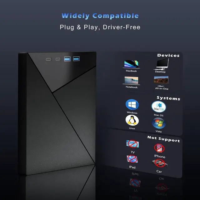 Alt view image 7 of 7 - 7 in 1 External Blu Ray Drive, 4K Blu Ray Burner with USB 3.0 Type-C Portable Blu Ray Drive, CD DVD Burner 3D BD Player with SD/TF Ports, 4K Optical Drive Compatible with Windows, Linux, MacOS