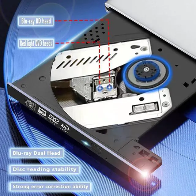 Alt view image 3 of 7 - External Blu-ray DVD Drive, USB 3.0 and Type-C Blu-ray CD DVD Burner 3D Slim Optical Blu-ray Disc DVD Drive, DVD/BD Player Read/Write Portable Blu Ray Drive Compatible with/Win7/Win8/Win10/ Mac OS