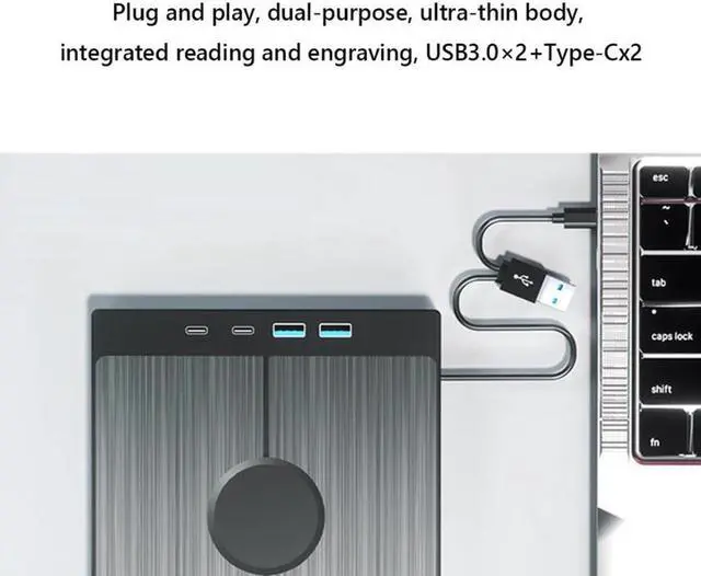 Alt view image 6 of 7 - [7 in 1] External CD DVD Drive, USB 3.0 Type-C External CD/DVD DVD Burner Slim Optical Drive DVD Burner with SD/TF Card Slot 2 USB 3.0 Ports 2 Type-C Ports for Laptop PC Windows Linux MacOS