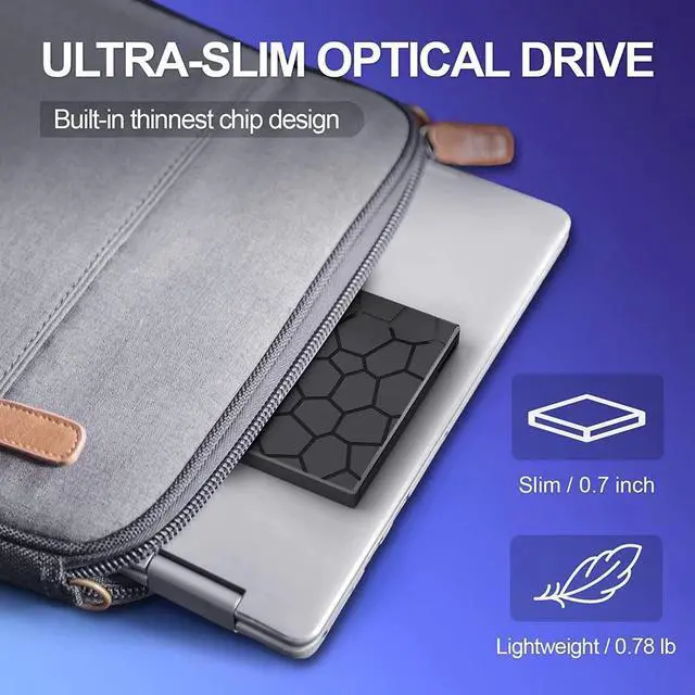 Alt view image 6 of 7 - [8 in 1] External CD/DVD Drive for Laptop, USB 3.0 Type C Ultra-Slim Portable DVD Player for Laptop, CD ROM Burner Writer External Disk Drive Optical Compatible with Laptop Desktop Windows Linux MacOS