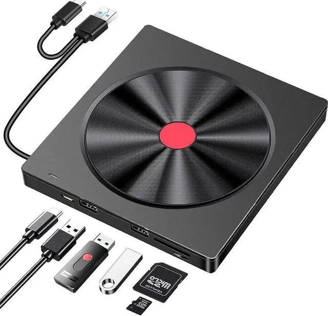 Main image of External CD/DVD Drive for Laptop, 6 IN 1 USB 3.0 Ultra-Slim DVD player for laptop, CD ROM Burner Writer External Disk Optical Drive Compatible with Laptop Desktop PC M-a-c-Book Windows Linux MacOS