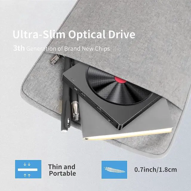 Alt view image 7 of 7 - External CD/DVD Drive for Laptop, 6 IN 1 USB 3.0 Ultra-Slim DVD player for laptop, CD ROM Burner Writer External Disk Optical Drive Compatible with Laptop Desktop PC M-a-c-Book Windows Linux MacOS