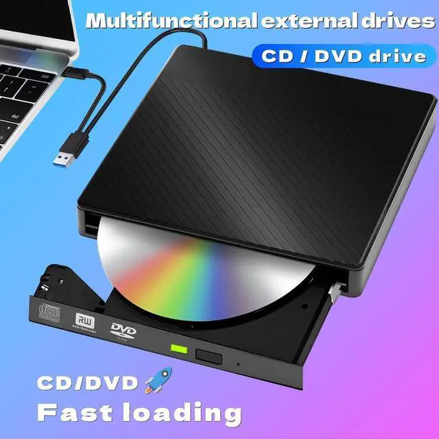 Alt view image 3 of 7 - External CD/DVD Drives, USB 3.0 & Type-C CD DVD Burner Portable CD +/-RW Drive DVD Player for ROM Rewriter Burner Compatible with Laptop Desktop PC Windows 11/10/8/7/XP, Linux MacOS