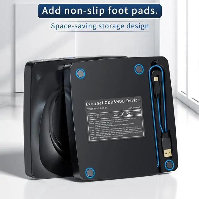 Alt view image 3 of 7 - External Blu ray CD/DVD Drive, External DVD/BD Player Read Portable Blu-ray Cd DVD Drive USB3.0 and Type-C Port, Suitable for Windows XP/7/8/10 for Mac-Book PC